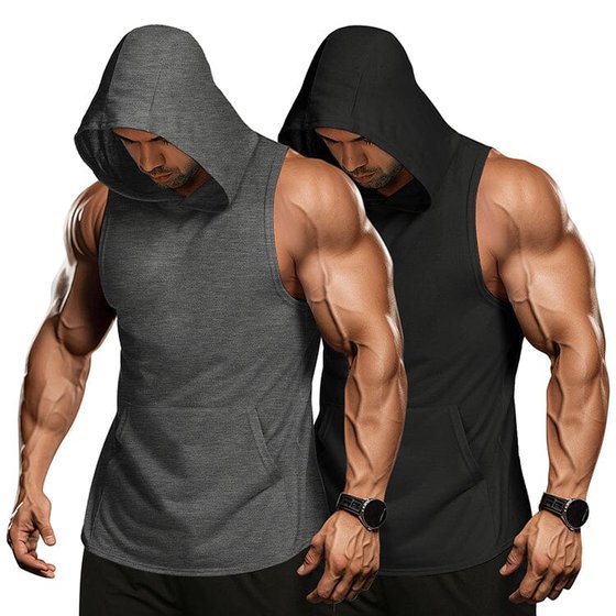 Coofandy two pack hooded tank tops